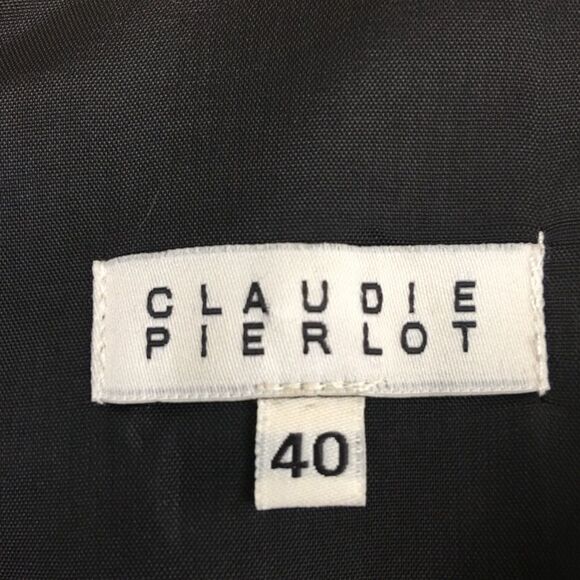 Claudie Pierlot 100% Wool Green & Blue Plaid With Leather Details Dress Sz US 8 - Picture 7 of 12